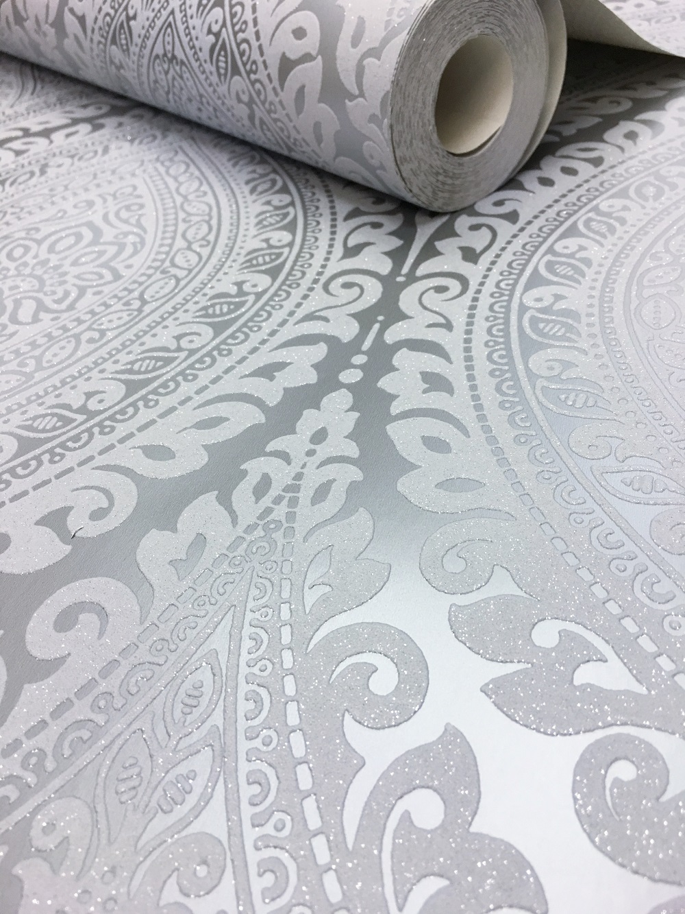 Damask Wallpaper Metallic Glitter Sparkle Textured Embossed Luxury